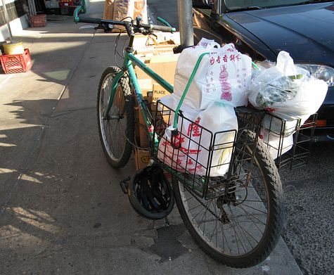 Grocery shopping by bicycle
