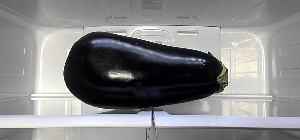 Eggplant in refrigerator