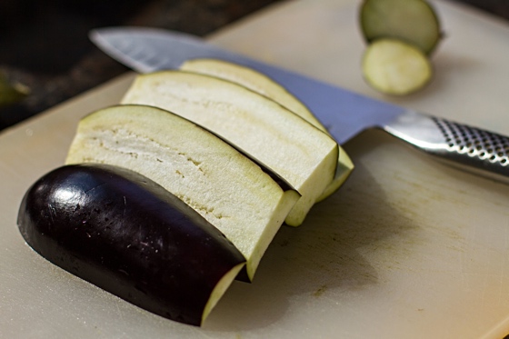 Sliced eggplant