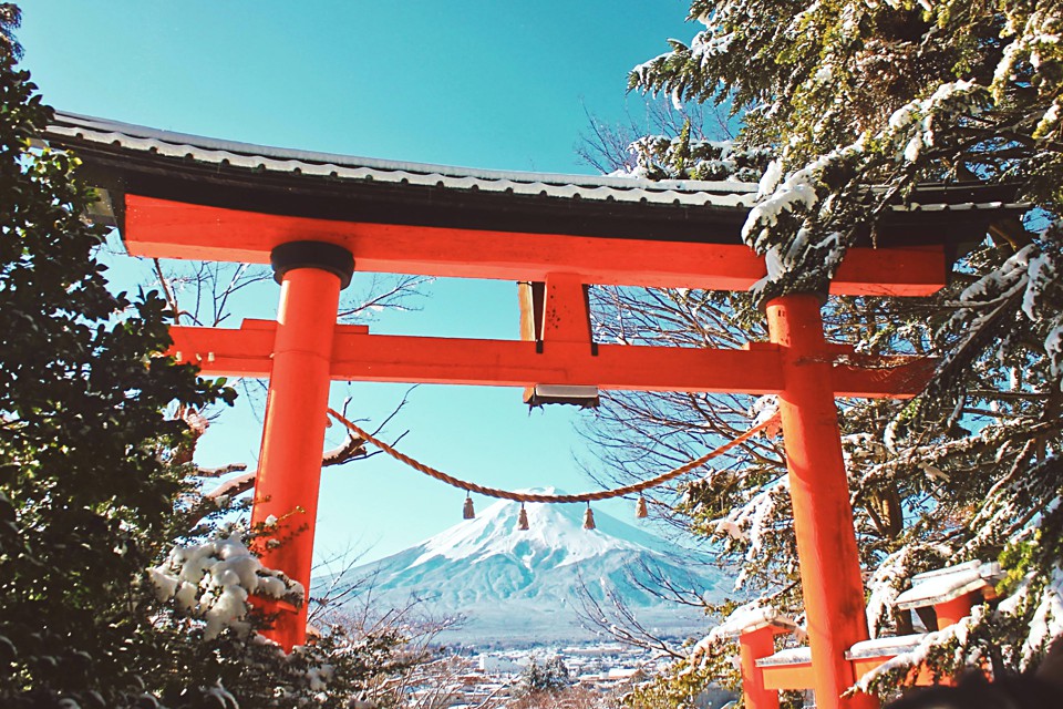 Torii gate framing Mt. Fuji